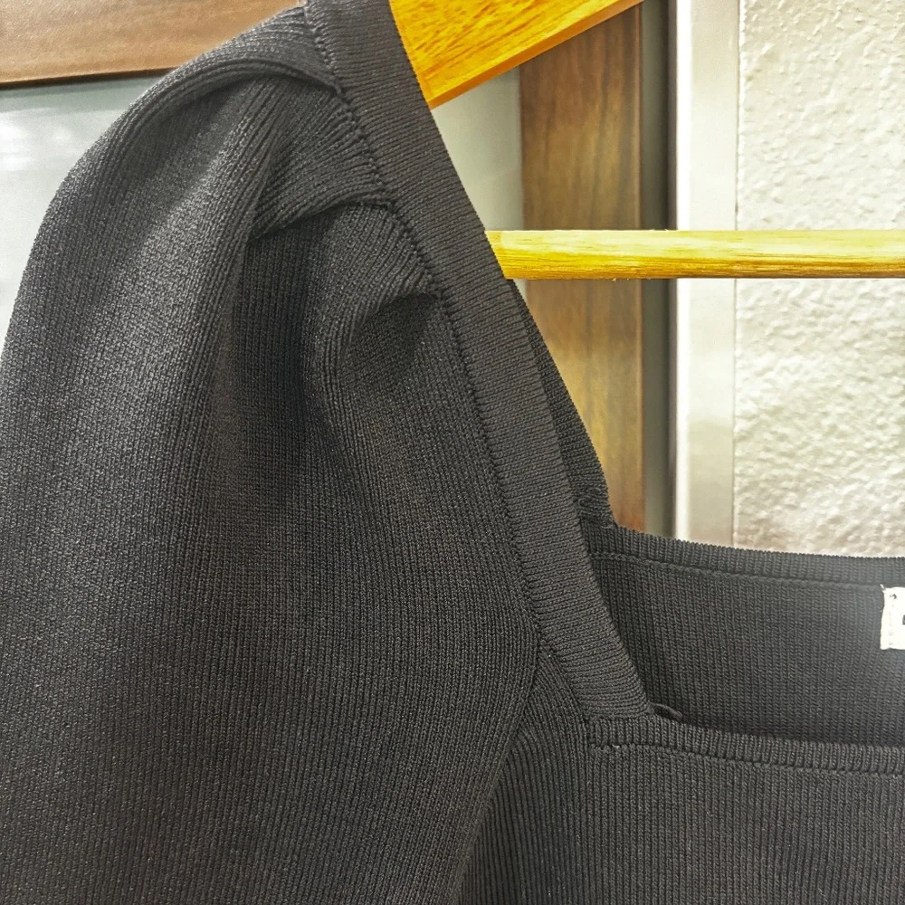 Express x Negin Mirsalehi Puff Sleeve Fitted Dress - Black Size S - Picture 6 of 9